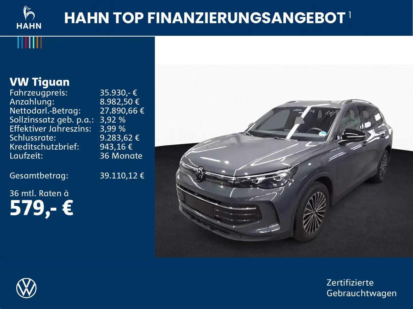 Volkswagen Tiguan 1.5eTSI DSG Goal 360° AHK Cam Matrix Navi Grau - 2