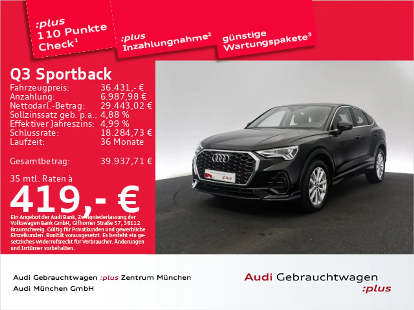 Audi Q3 45 TFSI e S tronic Kamera/ACC/Navi+ Schwarz - 1