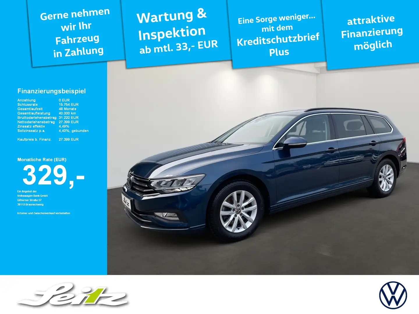 Volkswagen Passat Variant 2.0 TDI Business *AHK*KAMERA*NAVI* Bleu - 1