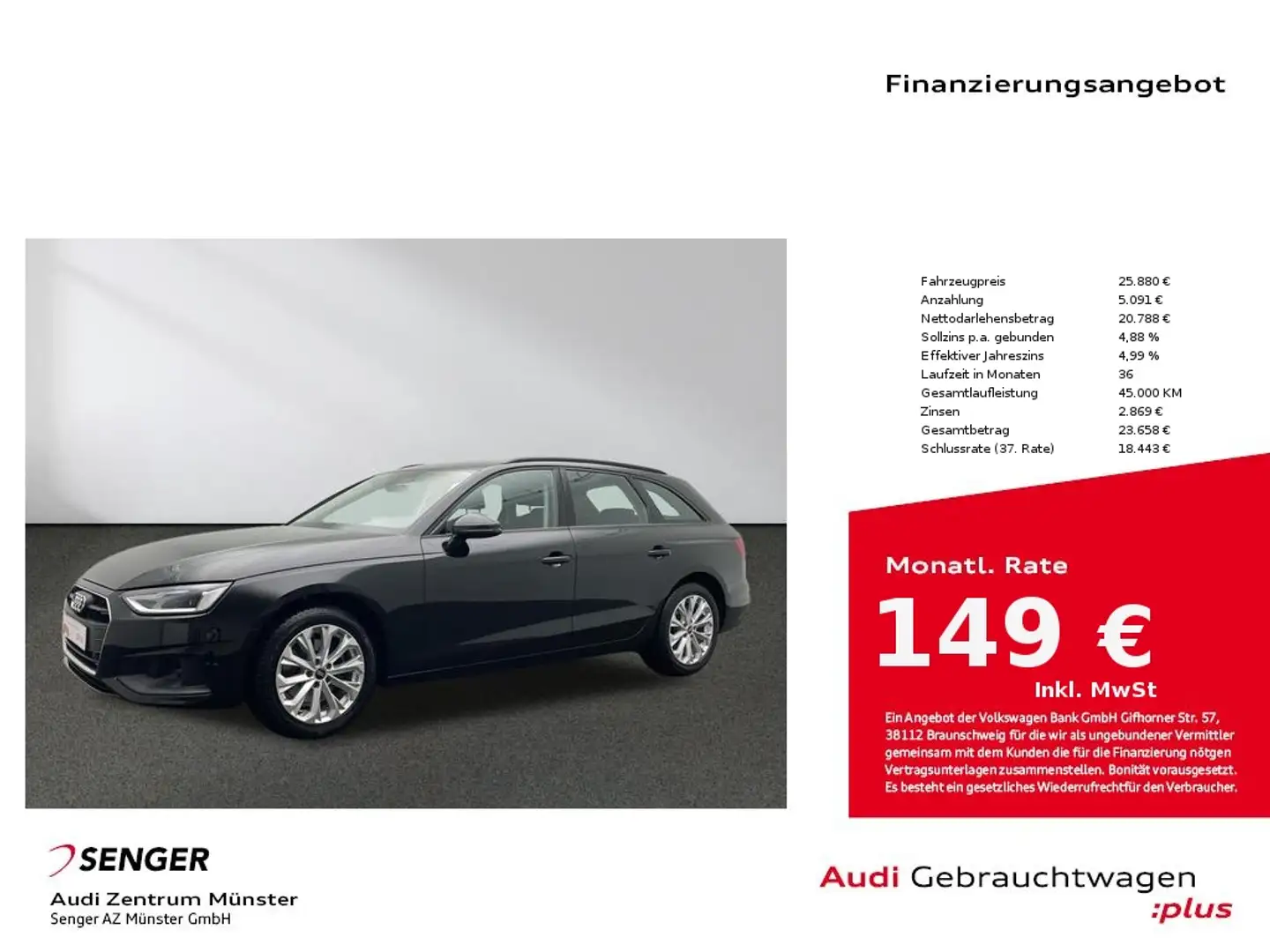 Audi A4 Avant 35 TFSI S tronic MMI Navi LED PDC Noir - 1