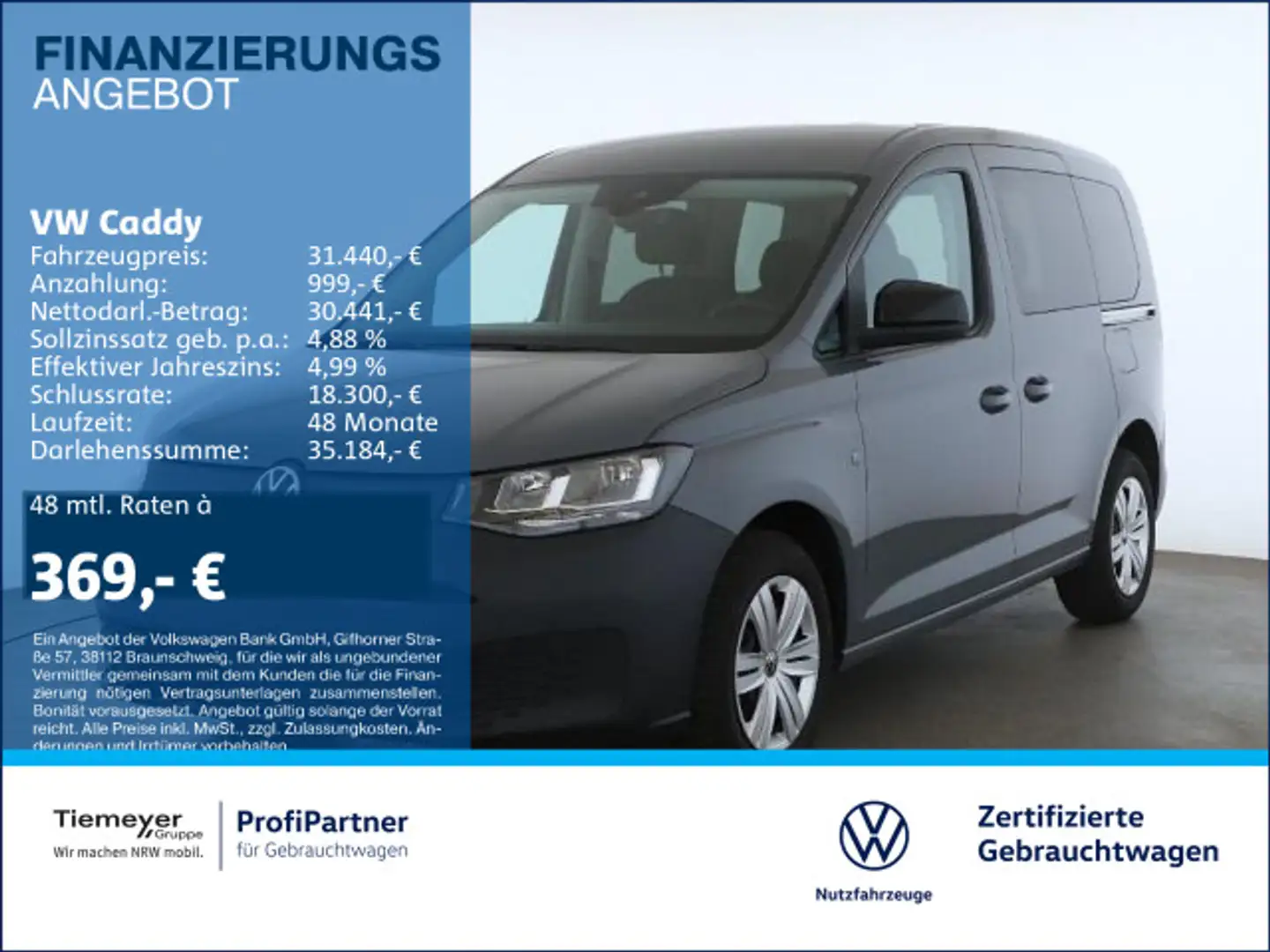Volkswagen Caddy DSG ANSCHLUSSGARANTIE APP-CON CLIMATRONIC Grau - 1