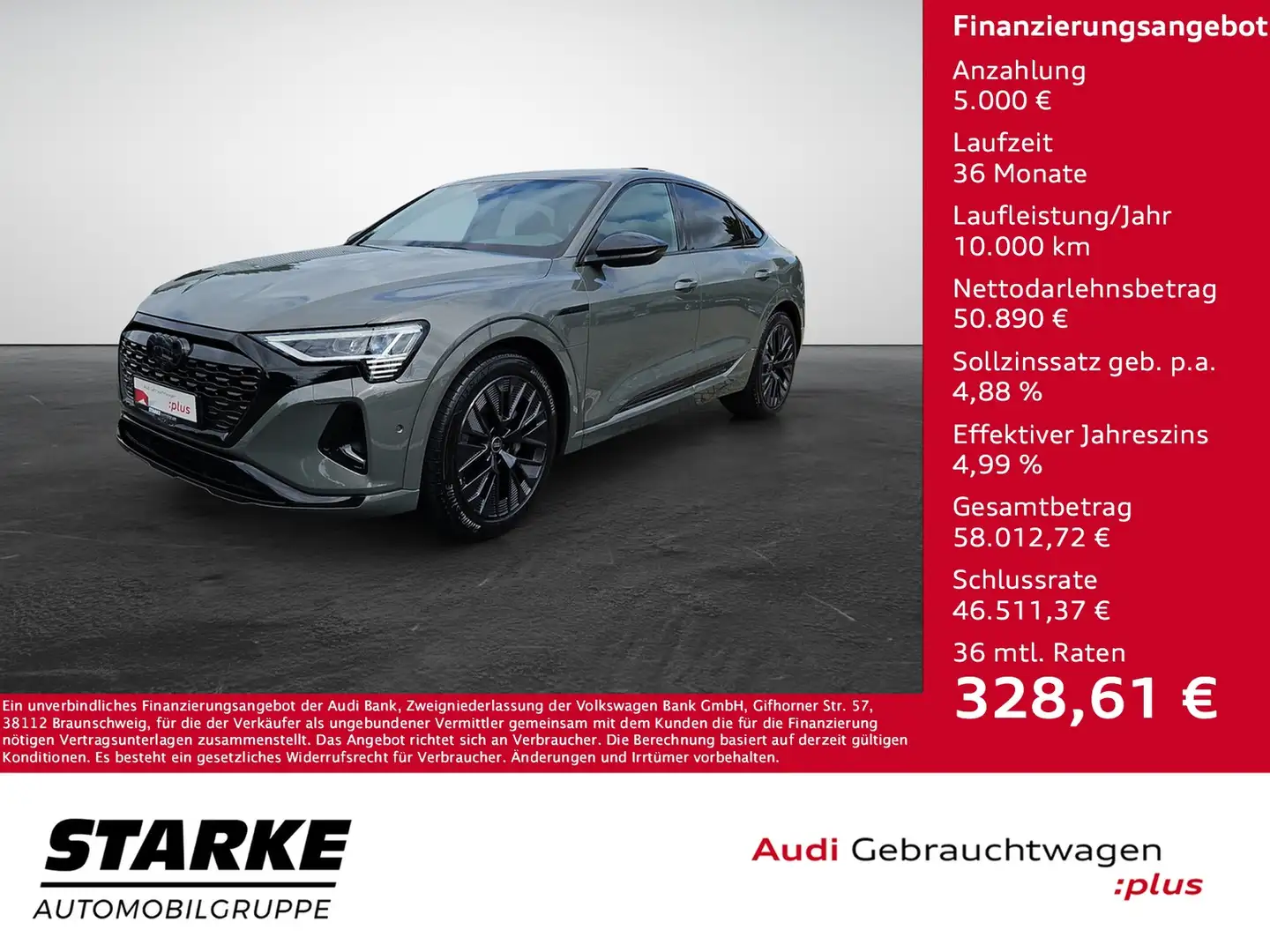 Audi Q8 e-tron 55 Sportback quattro advanced AHK Matrix SHZ As... Grau - 1