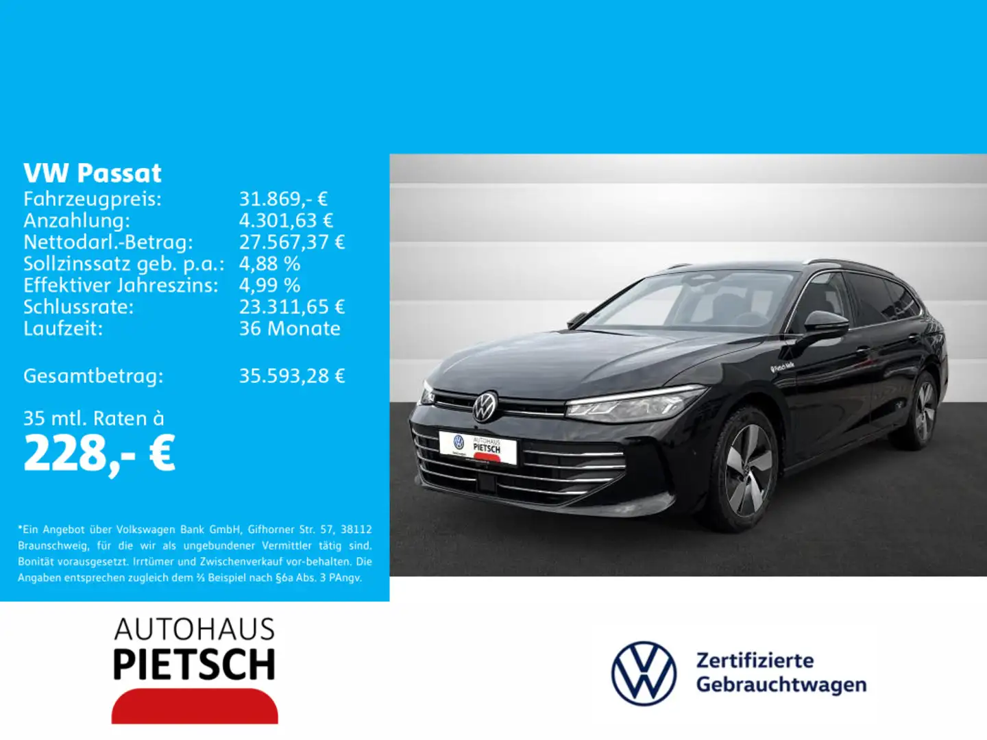 Volkswagen Passat Variant Passat Business 1.5 eTSI DSG AHK Schwarz - 1