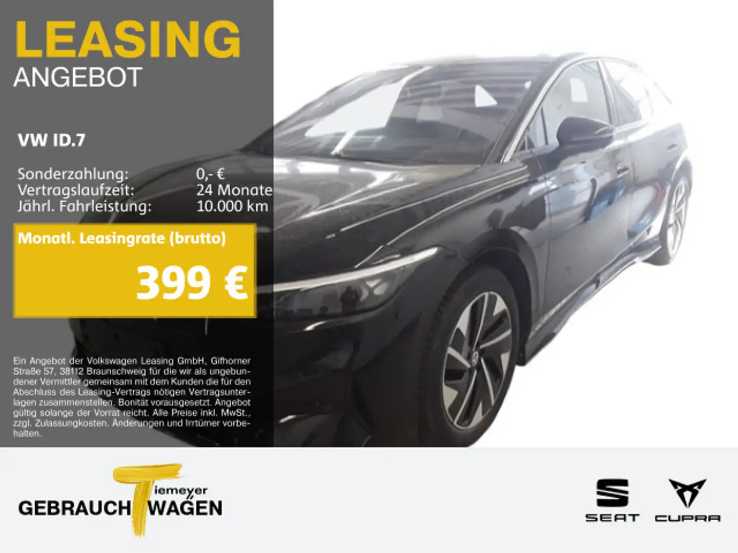 Volkswagen ID.7 PRO 286 PS IQ.LIGHT LEDER SITZHZ LM20 Schwarz - 1