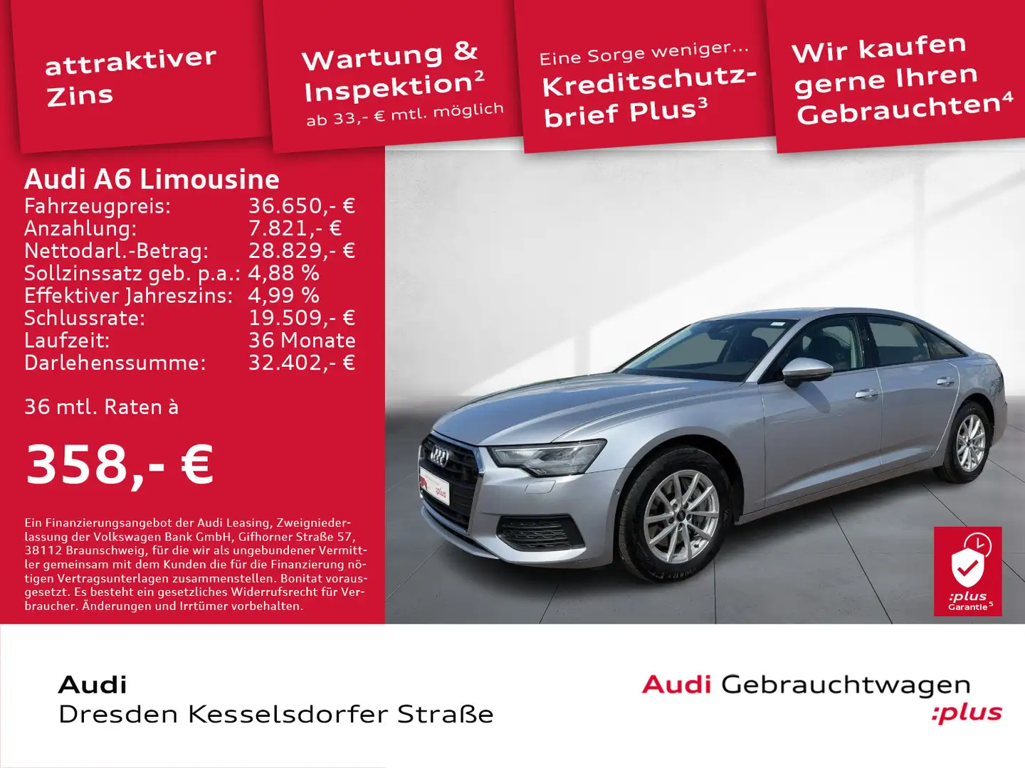 Audi A6 50 TDI Q. Navi LED AHZV PDC GRA Silber - 1