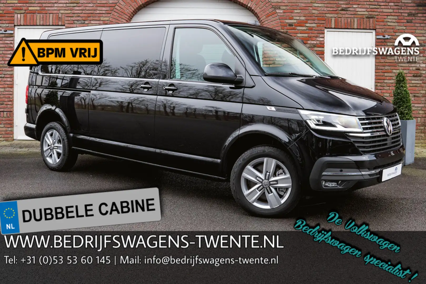 Volkswagen T6.1 Transporter 2.0 TDI 204PK DSG L2H1 HIGHLINE DUB/CAB Standkache Noir - 1