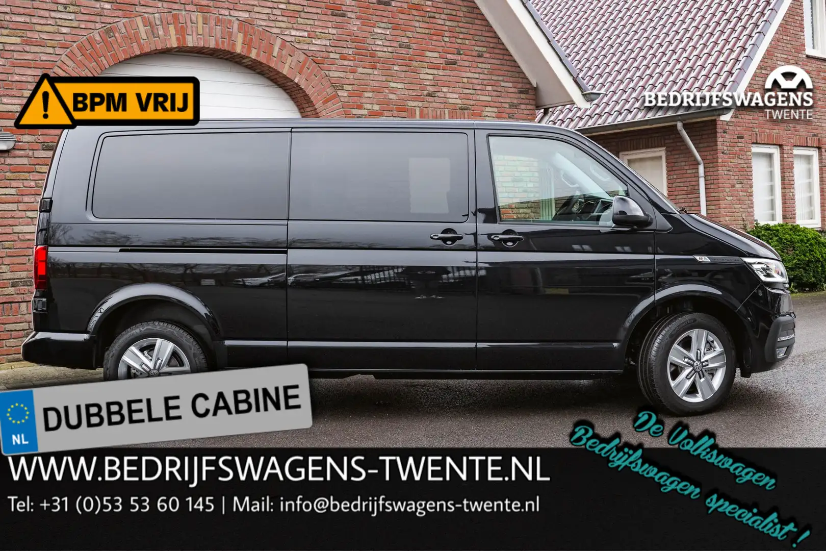 Volkswagen T6.1 Transporter 2.0 TDI 204PK DSG L2H1 HIGHLINE DUB/CAB Standkache Noir - 2
