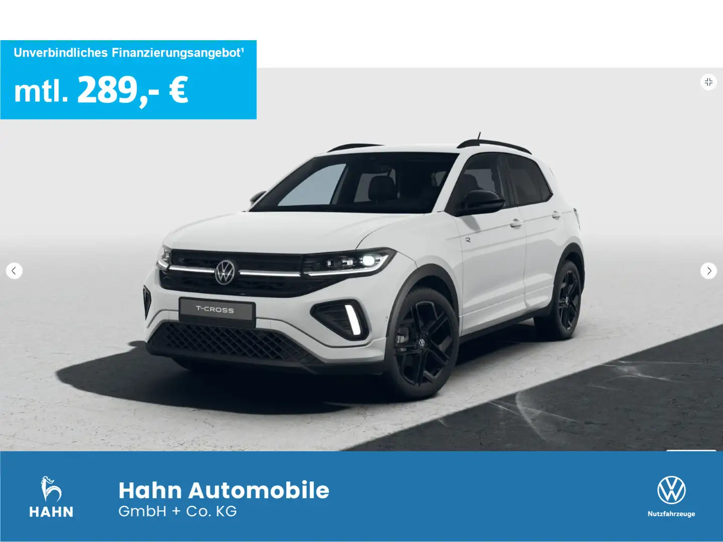Volkswagen T-Cross R-Line 1,5TSI DSG 110kW NAVI AHK BLACK Weiß - 1
