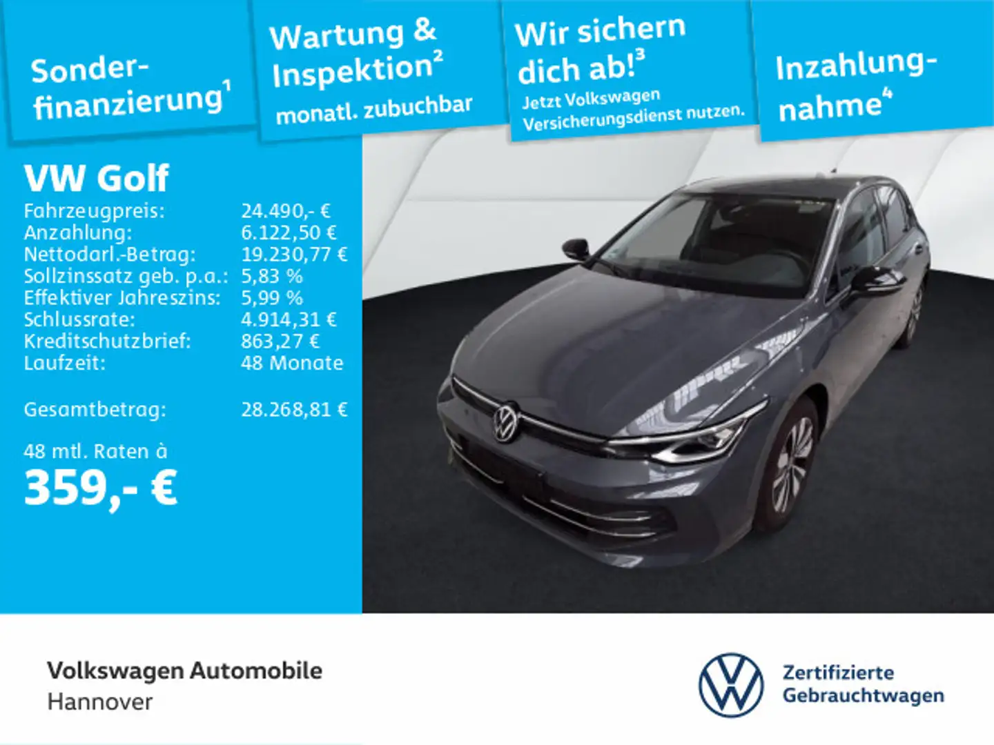Volkswagen Golf VIII 1.5 TSI Goal Navi AHK ACC LED Dig.Cock Grau - 1