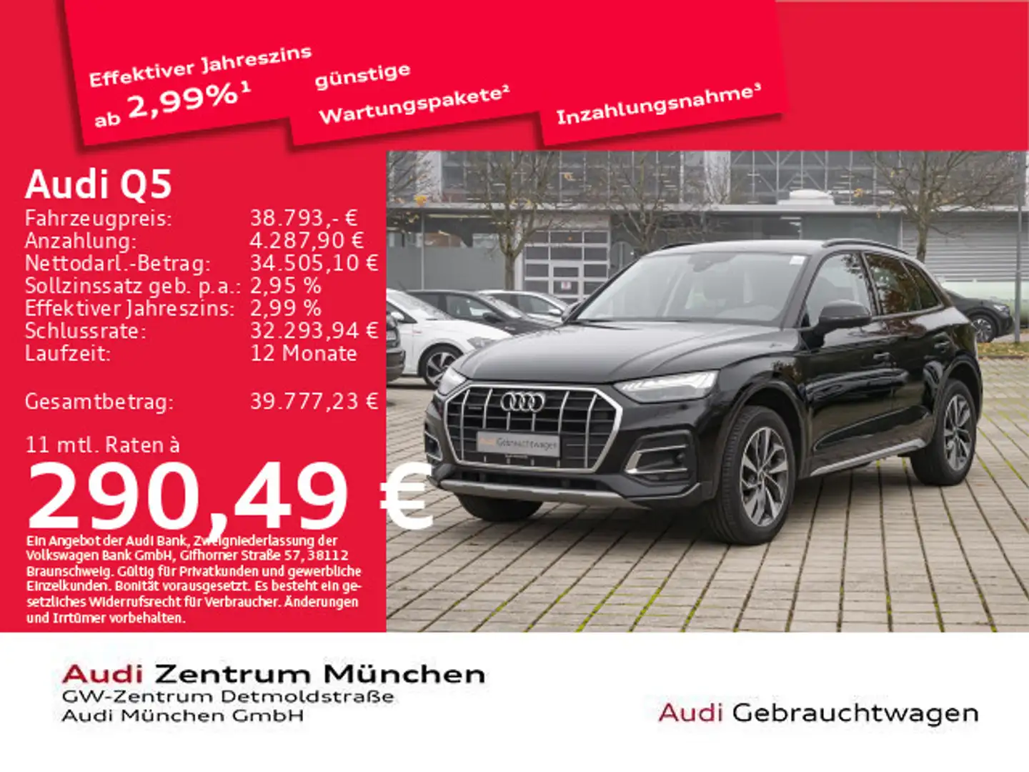 Audi Q5 45 TFSI qu. S tronic Advanced ACC/StdHzg/Virt Schwarz - 1