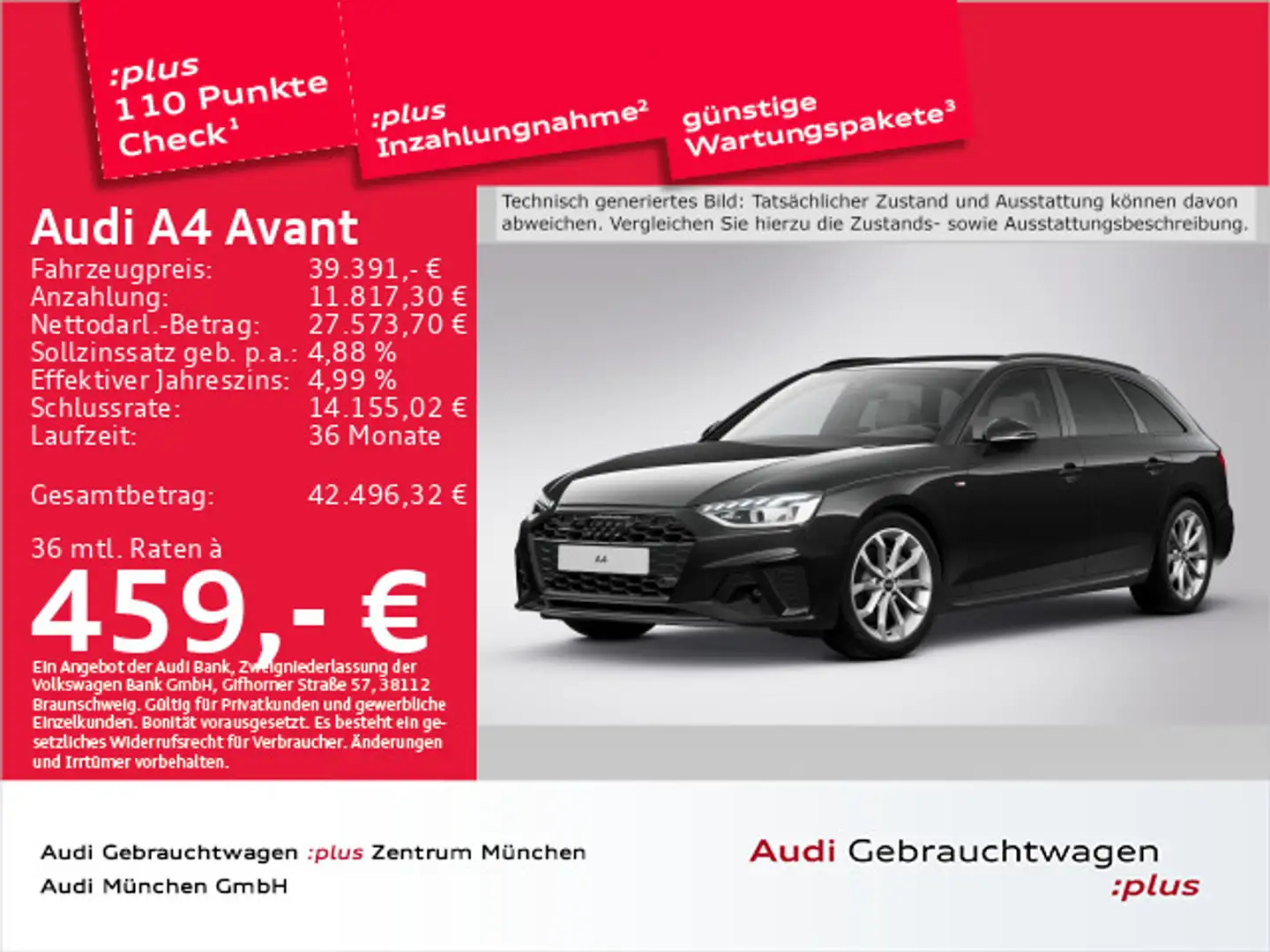 Audi A4 40 TFSI qu. S tronic 2x S line Matrix/N Schwarz - 1