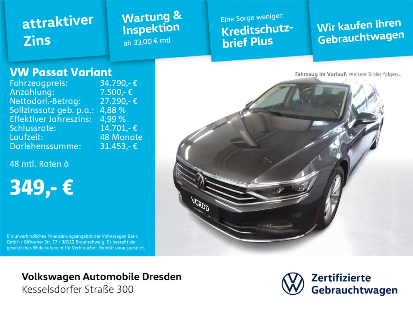 Volkswagen Passat Variant 1.5 TSI DSG Elegance LED AHZV Kam Grau - 1