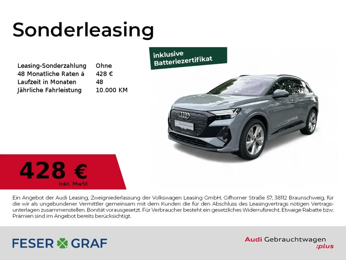 Audi Q4 e-tron 45 quattro Navi+/ACC/Matrix/Kamera/HUD/WP Grau - 1