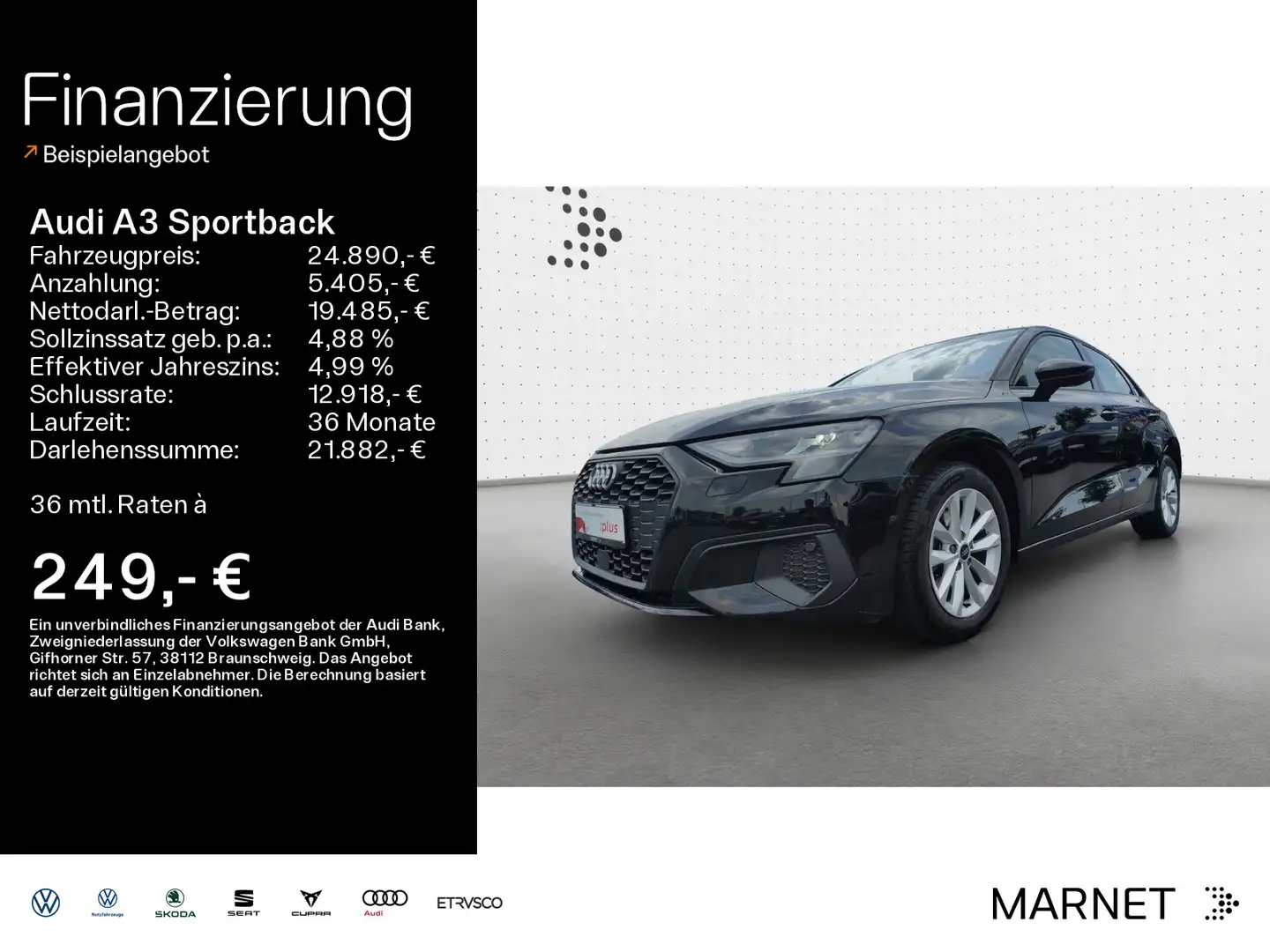 Audi A3 35 TDI*Navi*Alu*AHK*PDC*Virttual Co Noir - 1