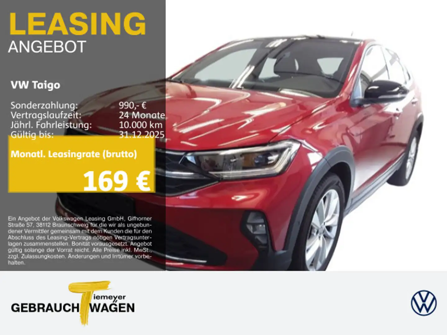 Volkswagen Taigo 1.0 TSI GOAL PANO KAMERA MATRIX ASSIST Rot - 1
