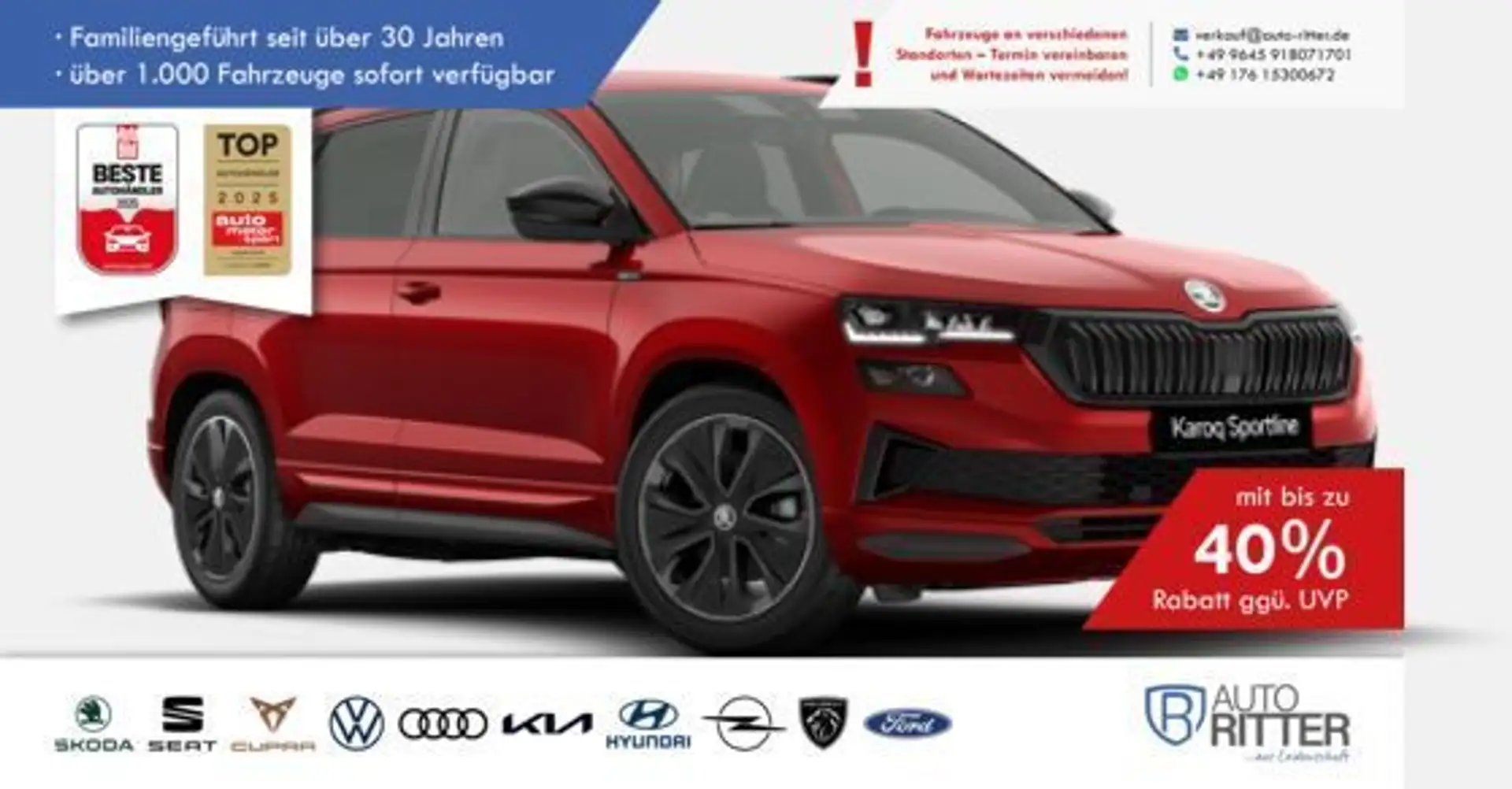 Skoda Karoq Sportline ACC|AHK|RFK|LED|Carplay|Klima... Rot - 1