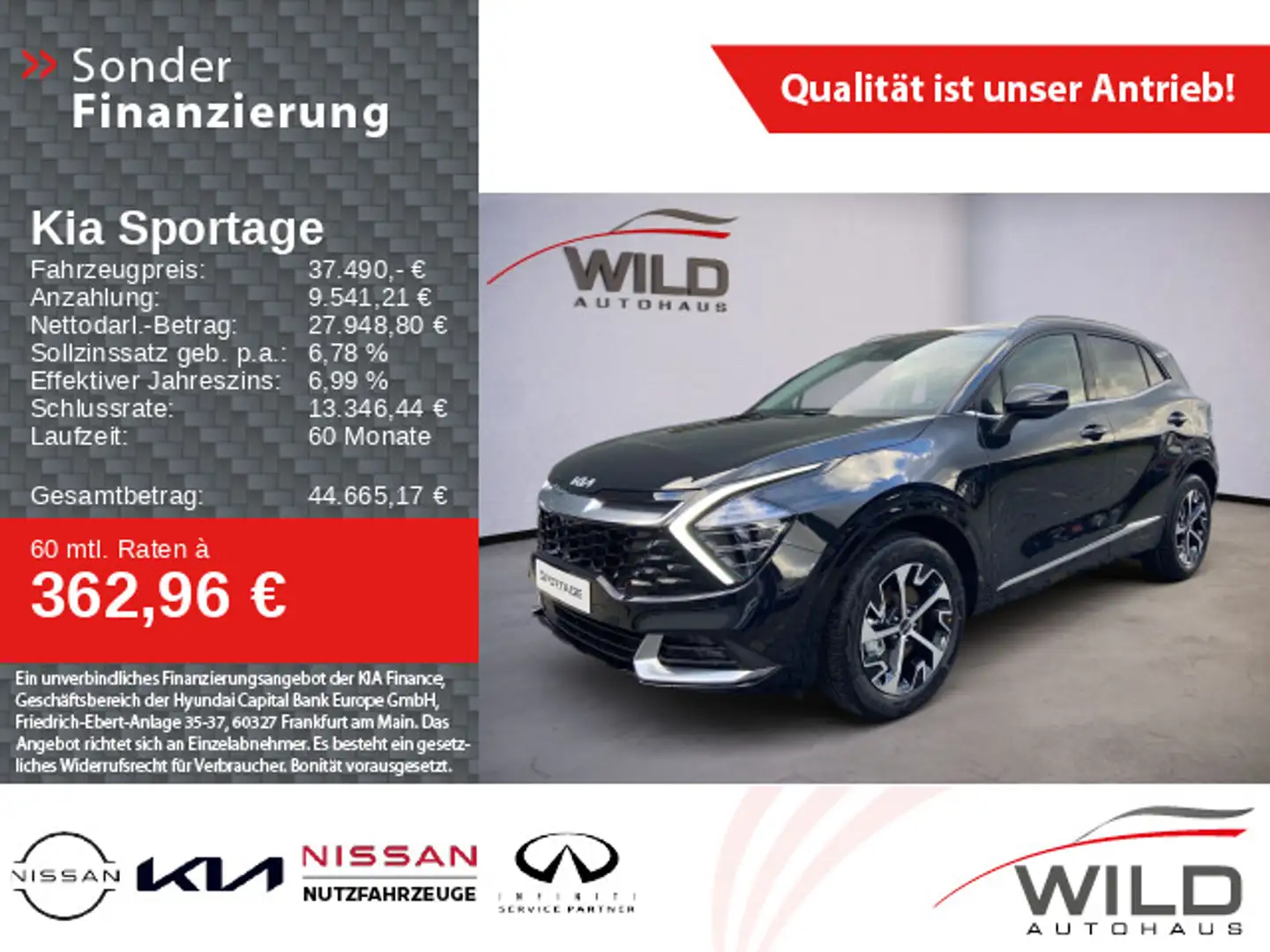 Kia Sportage 1.6T HEV Spirit, Klima, SHZ, LED, AHK Schwarz - 1