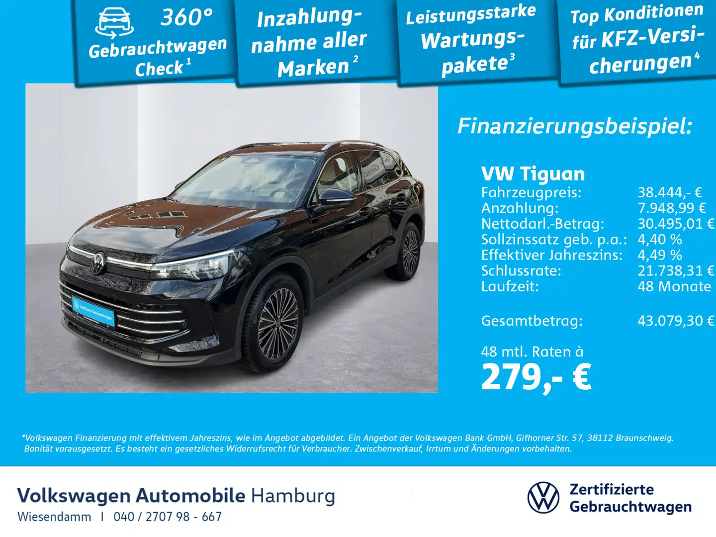 Volkswagen Tiguan 2.0 TDI DSG Elegance AHK Navi Kamera Noir - 1