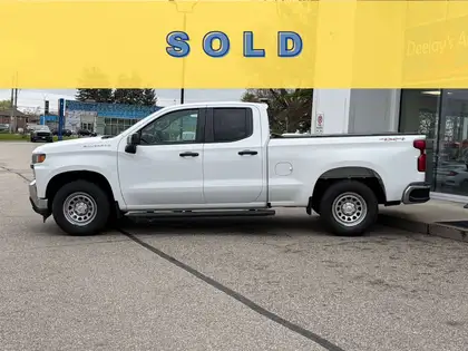 White 2021 Chevrolet Silverado 1500 Work Truck Double Cab 4WD Pickup Truck Four-Wheel Drive 6-Speed Automatic