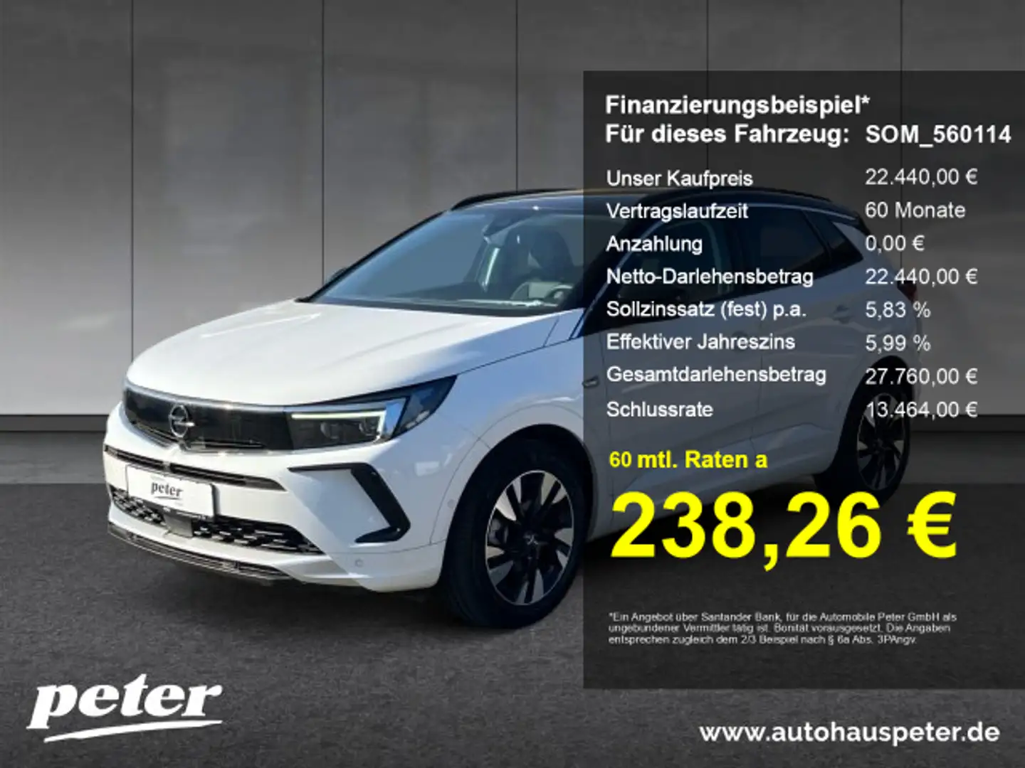 Opel Grandland Grandland 1.2 Turbo Elegance Klimaautomatik Alcant Blanc - 1