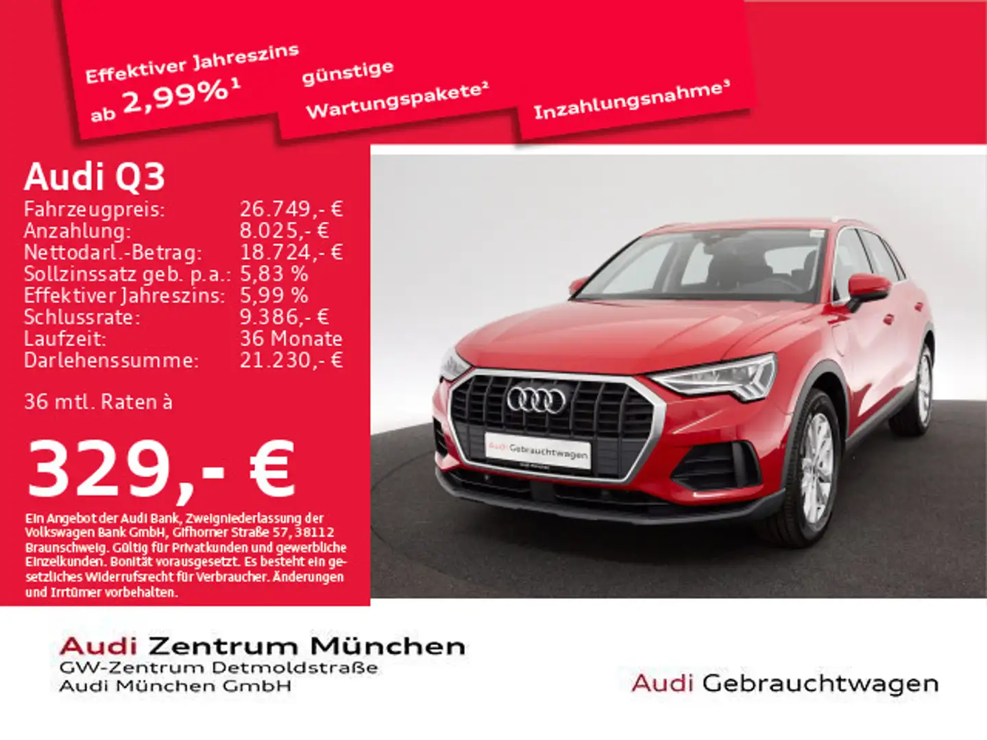 Audi Q3 45 TFSI e S tronic Virtual+/Navi+ Rot - 1