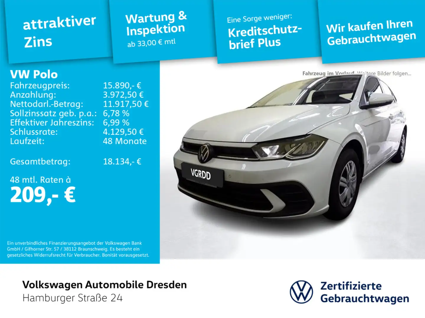 Volkswagen Polo 1.0 LED PDC LANE SITZHZG Weiß - 1