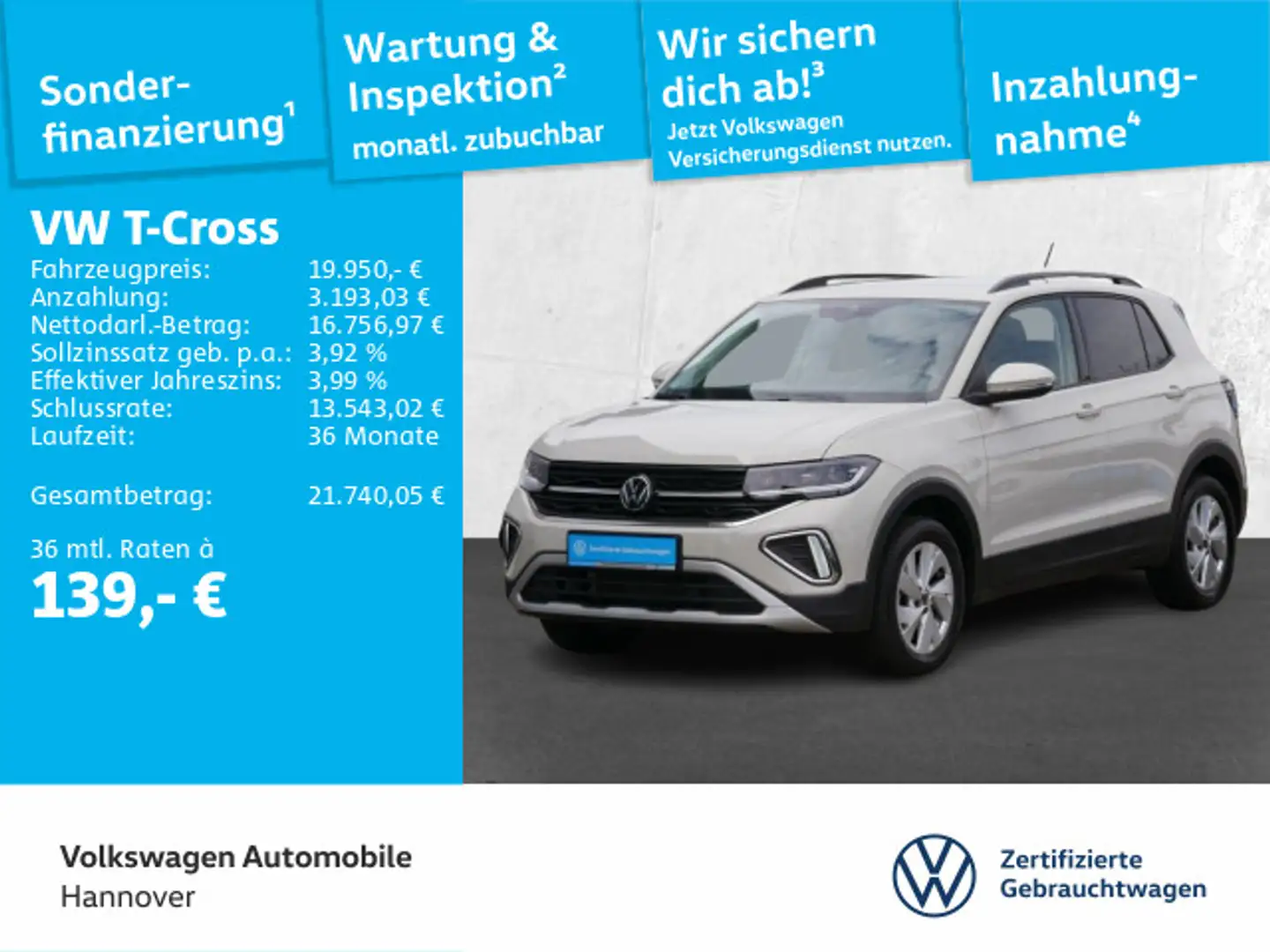 Volkswagen T-Cross 1.0 TSI Life Navi LED DigCockpit ACC PDC Grau - 1