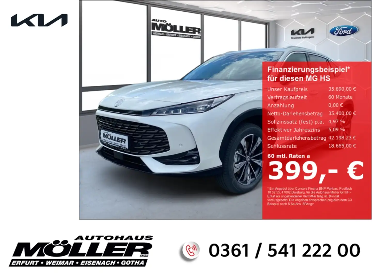 MG HS PHEV LUXURY 360° Kam. LED Klima DAB Leder ACC Weiß - 1