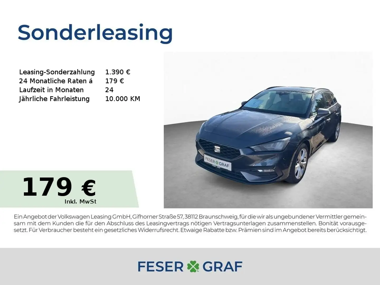 SEAT Leon Sportstourer FR 2.0 TDI DSG 110 kW AHK NAVI SHZ RF Gris - 1