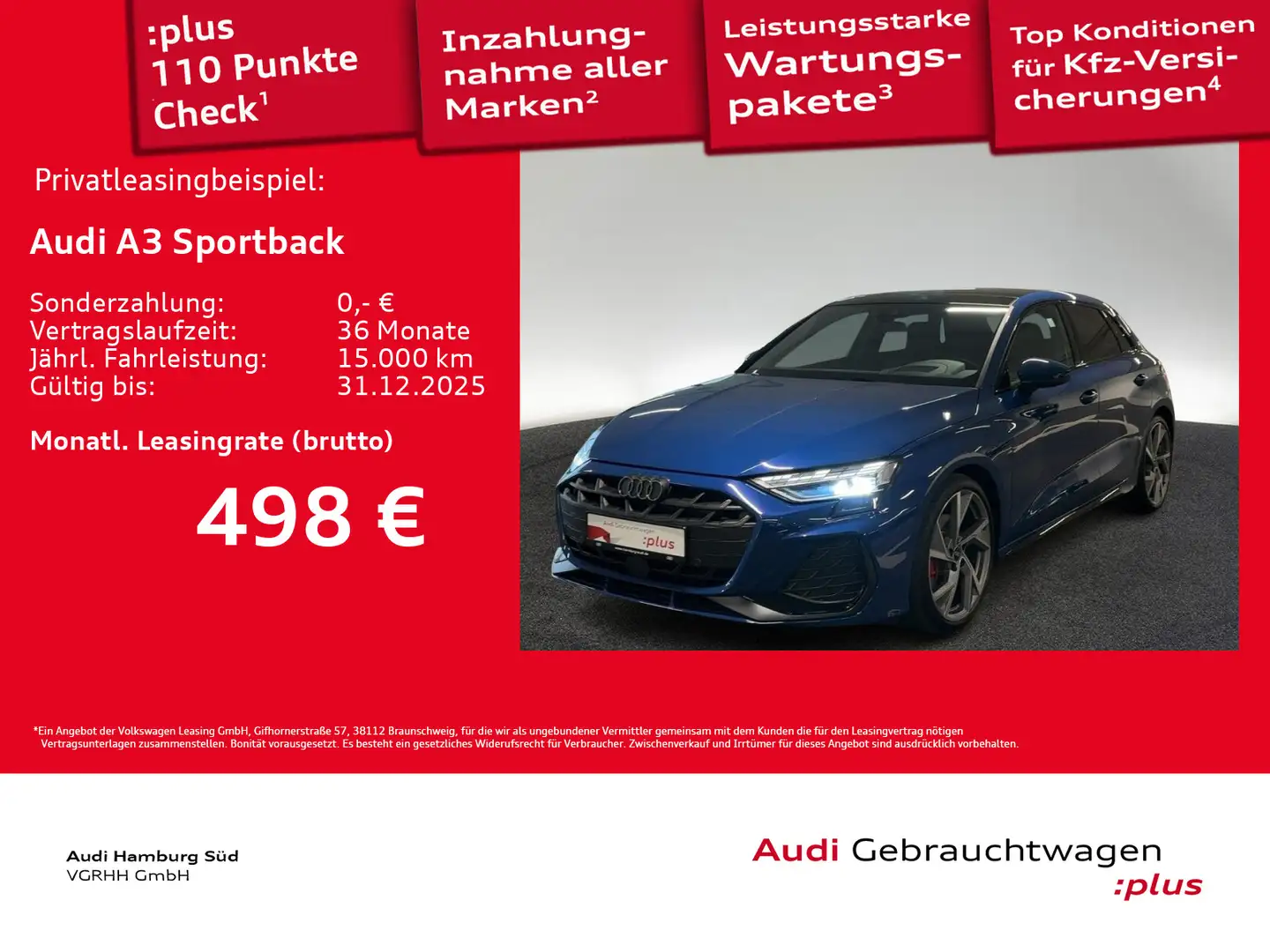 Audi A3 35 TFSI S tronic 2xS LINE/PANO/LM19 Blau - 1