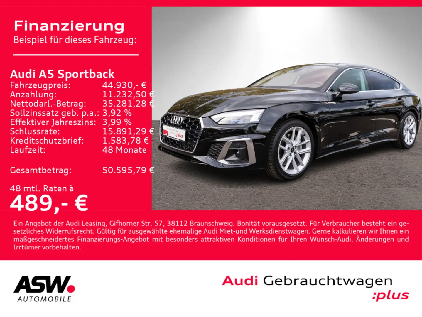 Audi A5 S line 40TFSI quatt NAVI MATRIX RFK Schwarz - 1