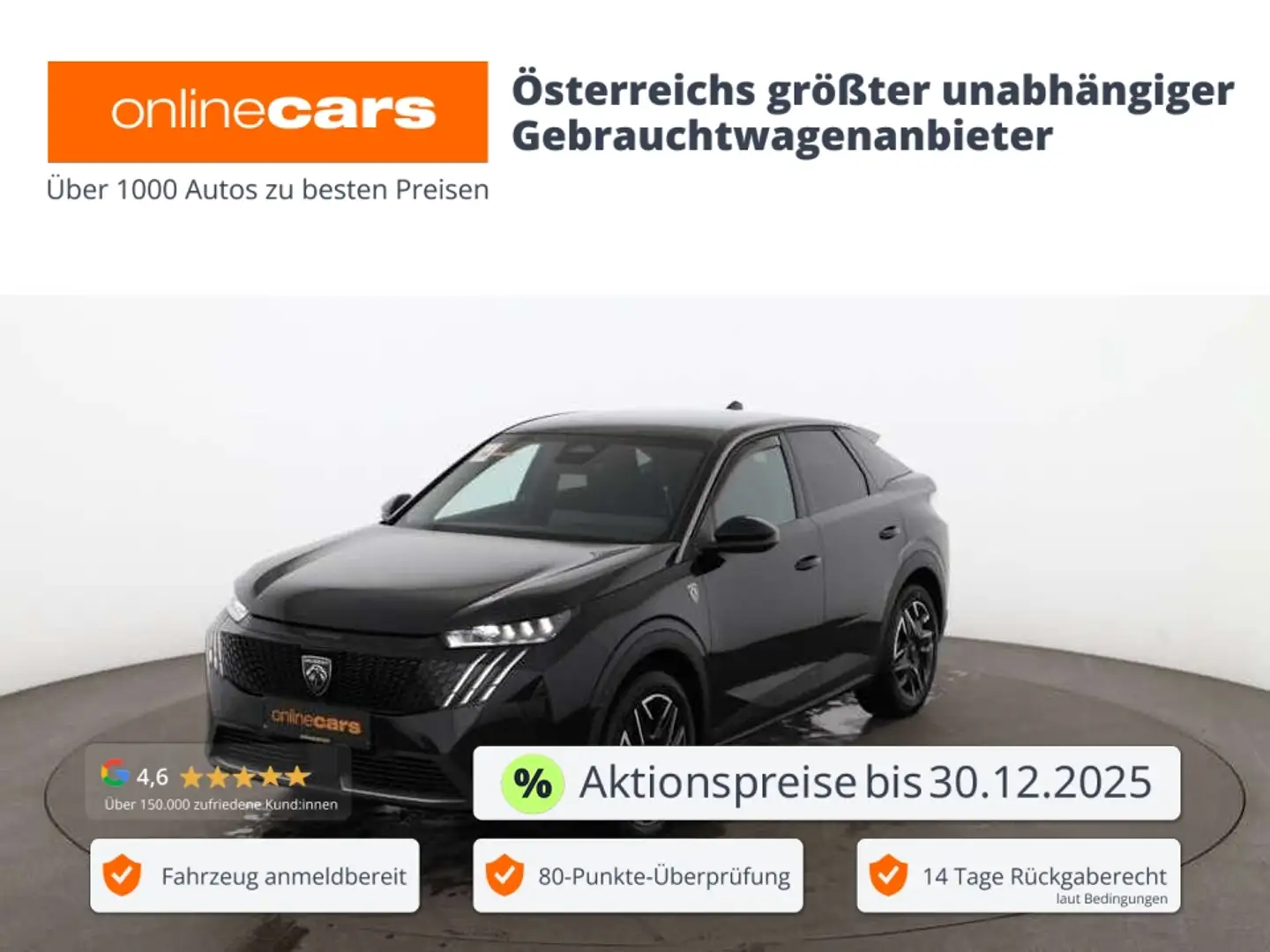 Peugeot 3008 1.2 GT 136 Aut LED AHK RADAR LEDER R-CAM NAV Schwarz - 1
