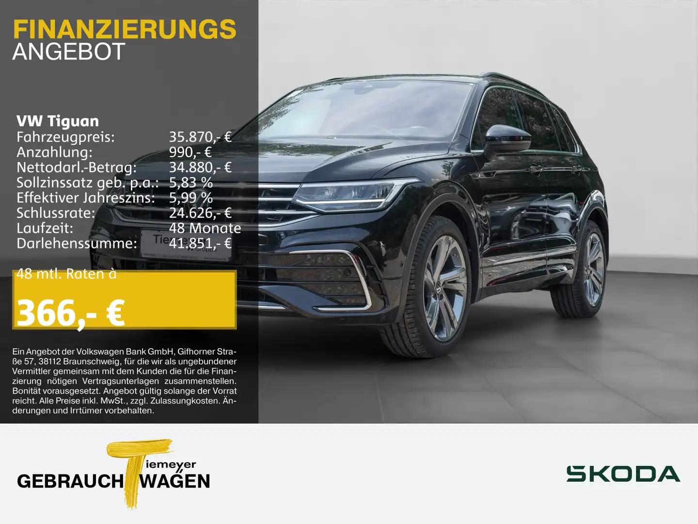 Volkswagen Tiguan 2.0 TDI DSG R-LINE LEDER AHK NAVI KAMERA Schwarz - 1