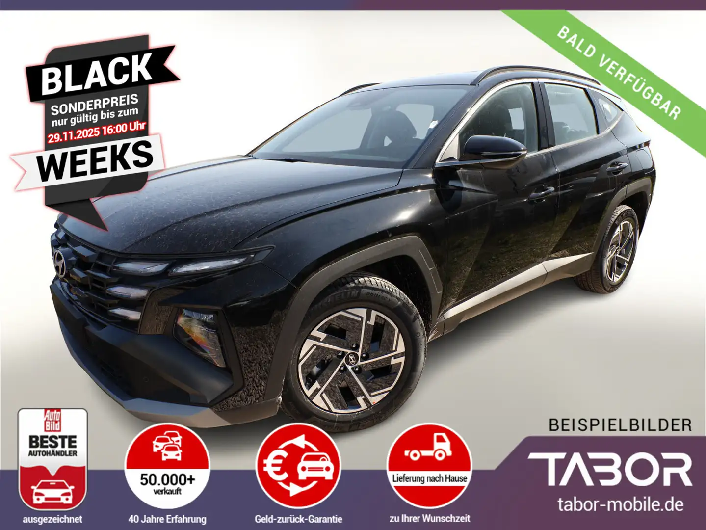 Hyundai TUCSON 1.6 HEV 215 DCT Select LED Nav Kam BCW Schwarz - 1