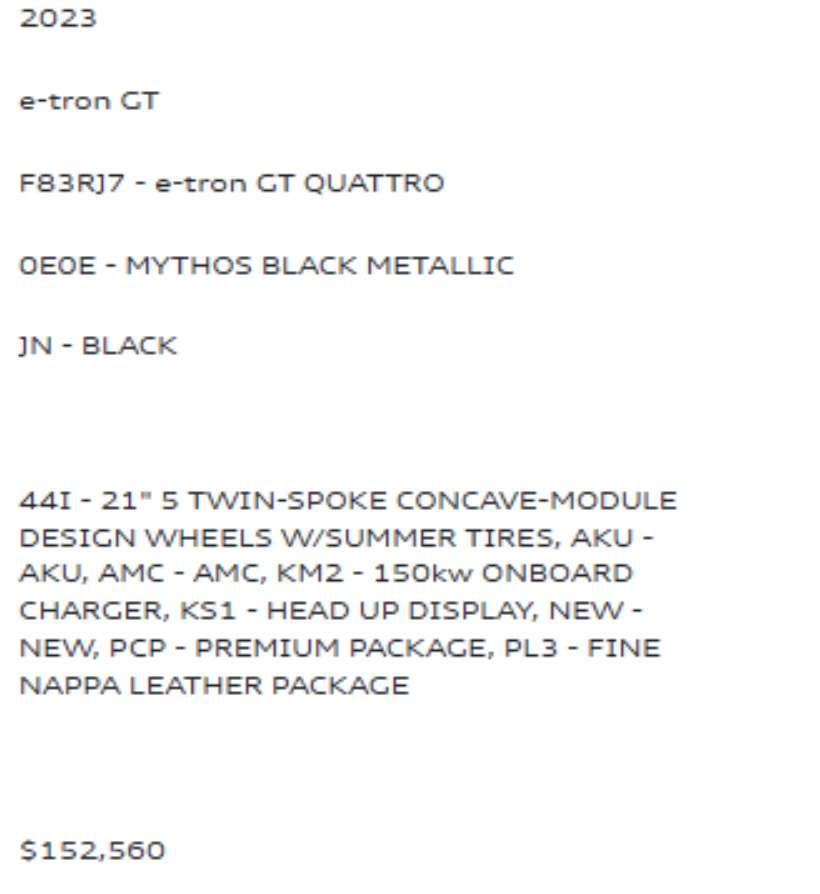 used 2023 Audi e-tron GT car, priced at $74,900