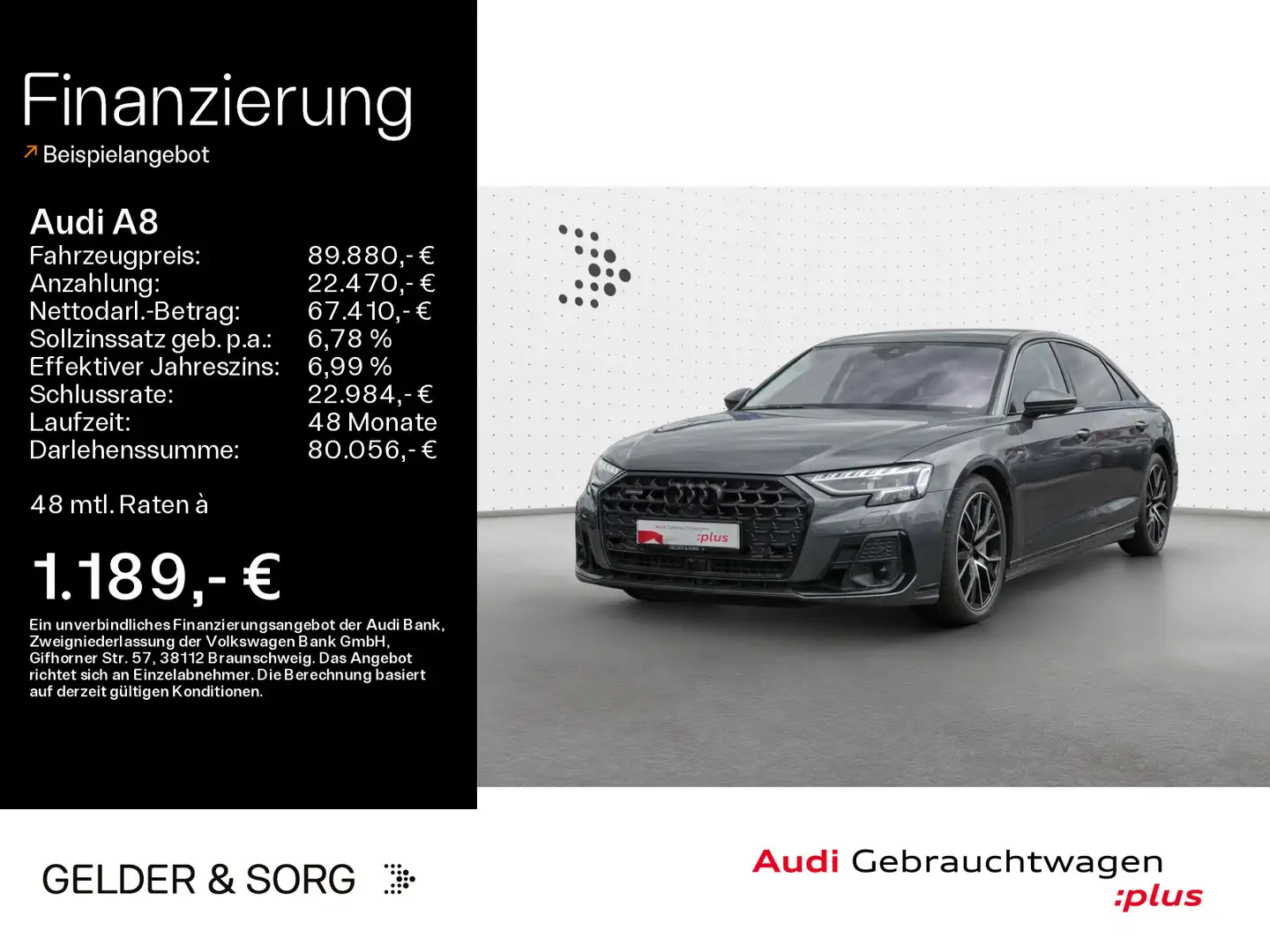 Audi A8 Lang 60 TFSIe qu S line Ruhesitz*Air*B&O*Pano Gris - 1