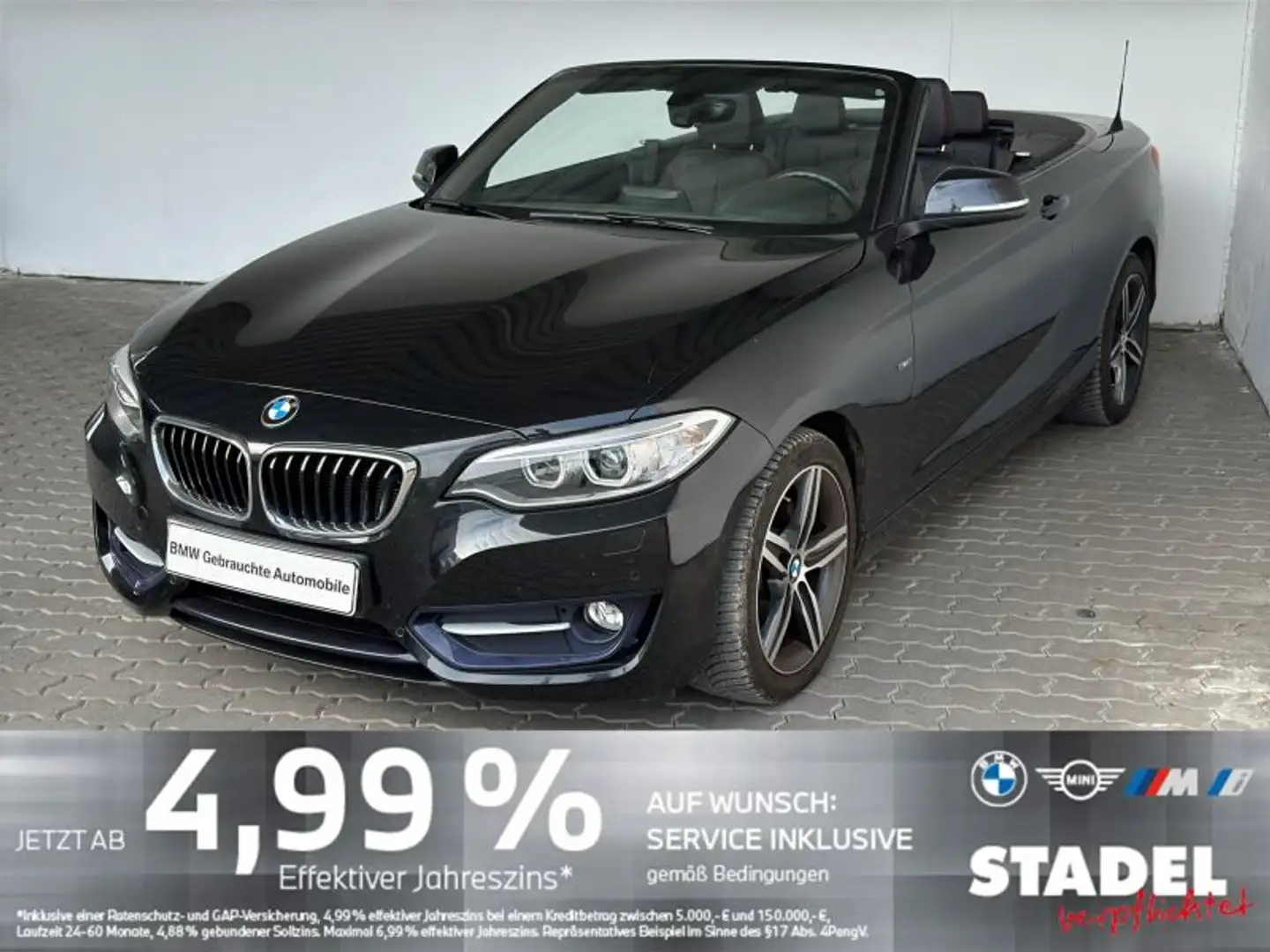 BMW 220 iA Cabrio Sport Line Navi.Xenon.Leder.PDCvohi Schwarz - 1