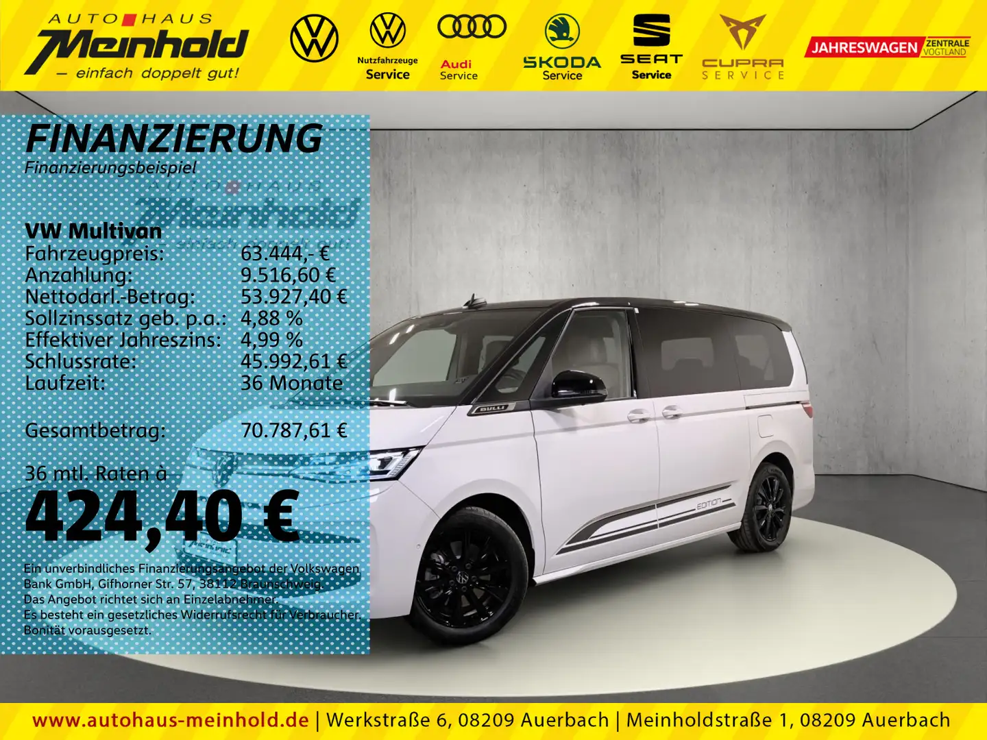 Volkswagen T7 Multivan T7 Multivan Edition Überhang TDI DSG, Glasdach, Weiß - 1