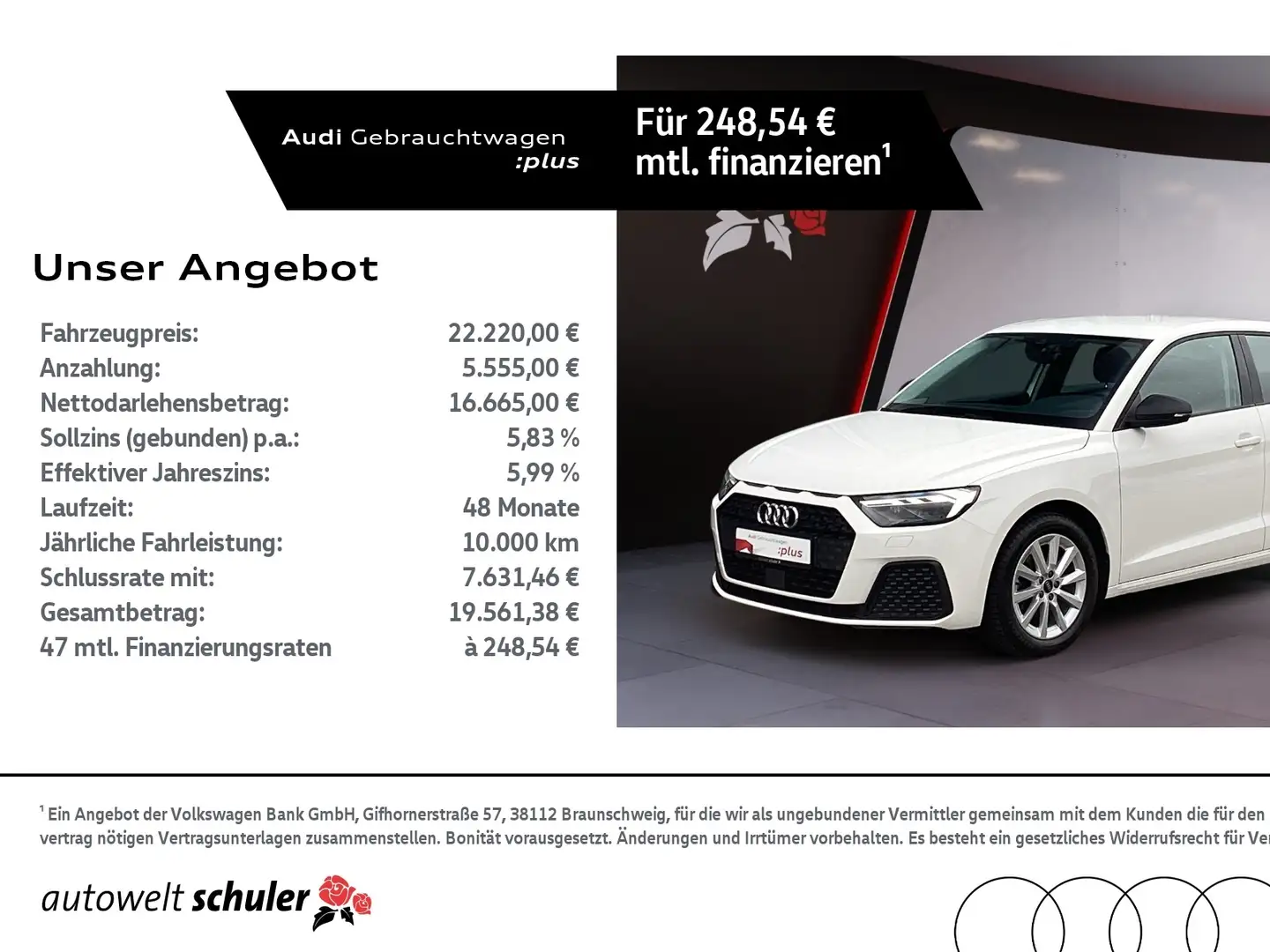 Audi A1 Sportback 30 1.0 TFSI S-tronic LED CarPlay SHZ Weiß - 1
