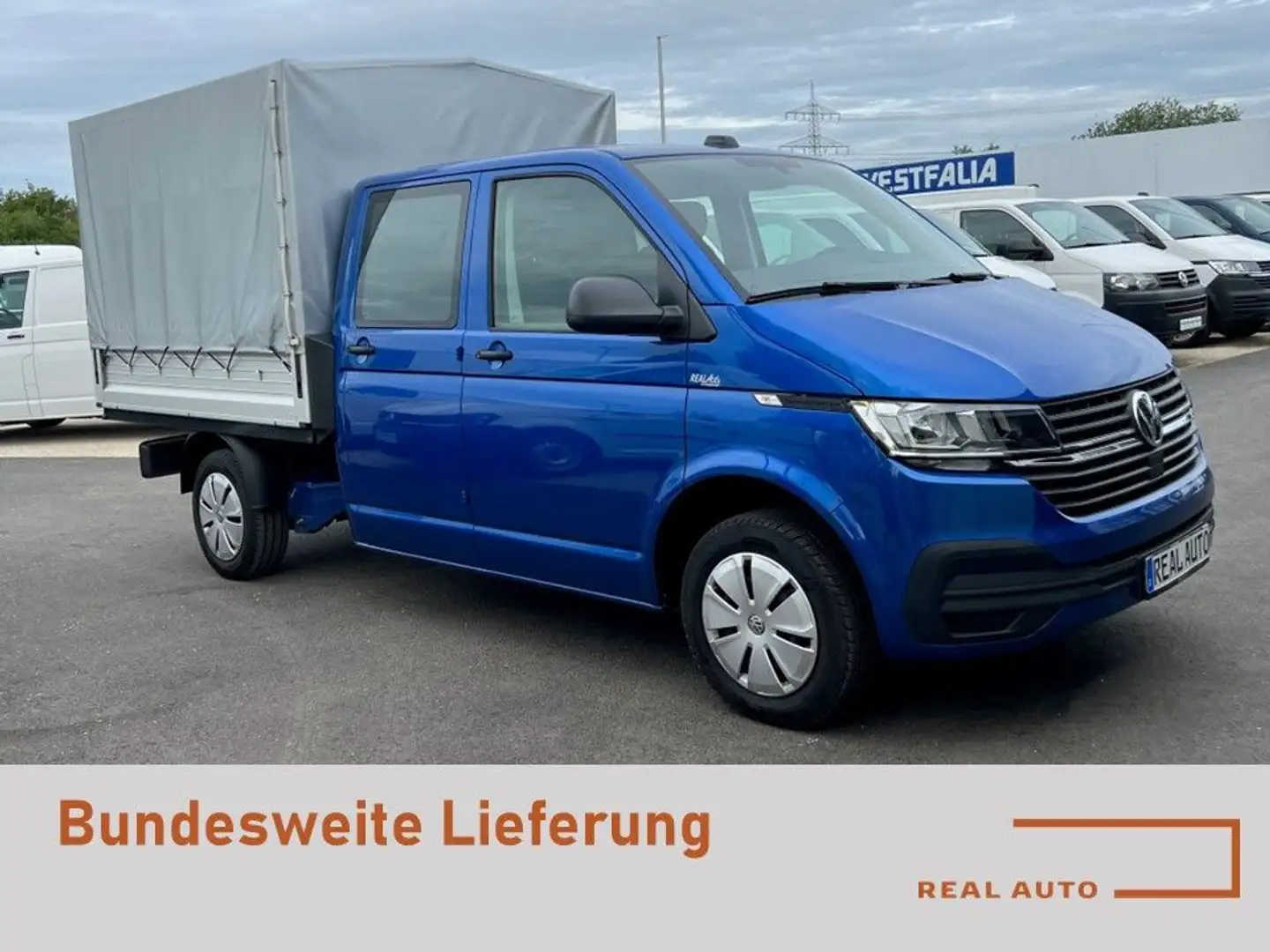 Volkswagen T6 Transporter 6.1 Doka Pritsche LR Klima*NAVI Blau - 1