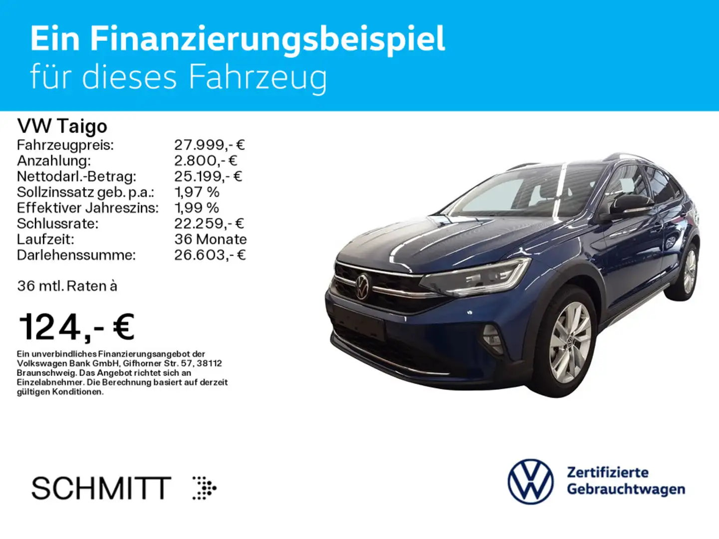 Volkswagen Taigo 1.5 TSI DSG GOAL*IQ.LIGHT*AHK*KAMERA*KLIMA Bleu - 2