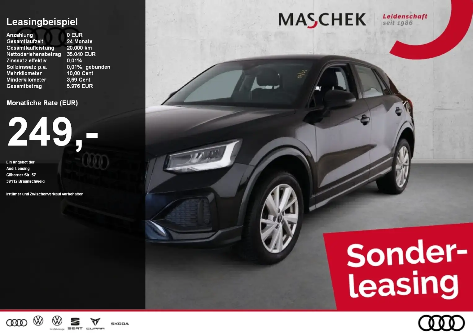 Audi Q2 Advanced 40 TFSI BlackEd Navi Leder Kamera Schwarz - 1
