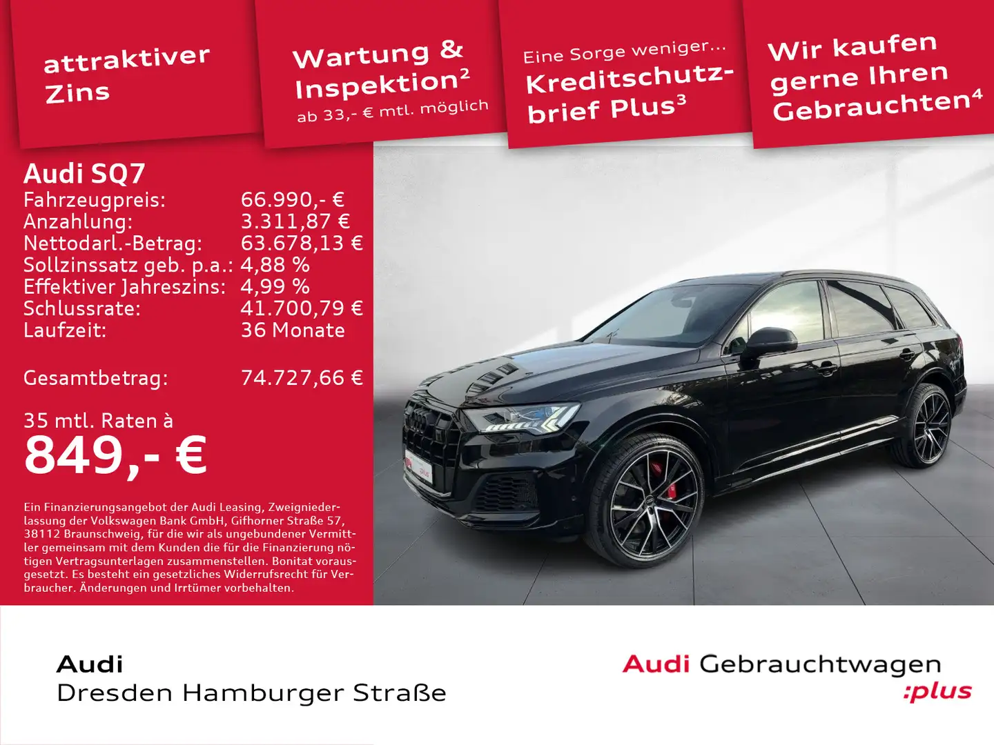 Audi SQ7 4.0 TFSI quattro competition plus Pano AHZV Noir - 1