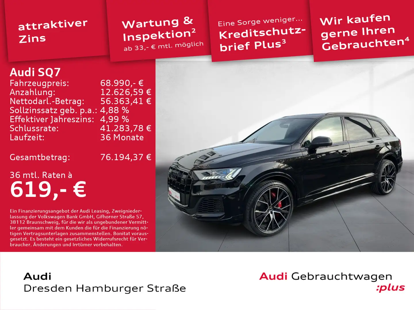 Audi SQ7 4.0 TFSI quattro competition plus Pano AHZV Schwarz - 1