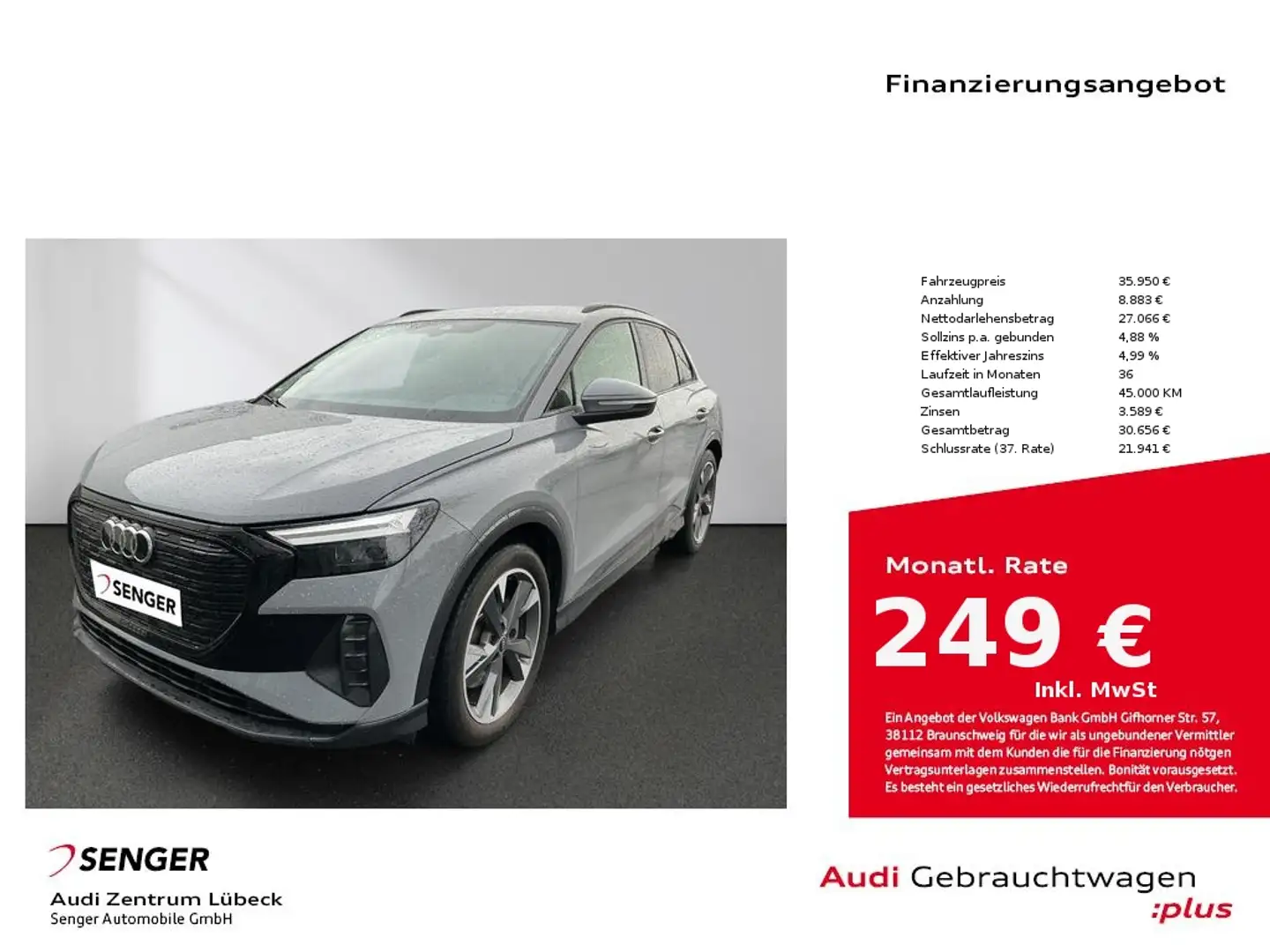 Audi Q4 e-tron 50 quattro Navi ACC Sitzhzg.Carplay Grau - 1