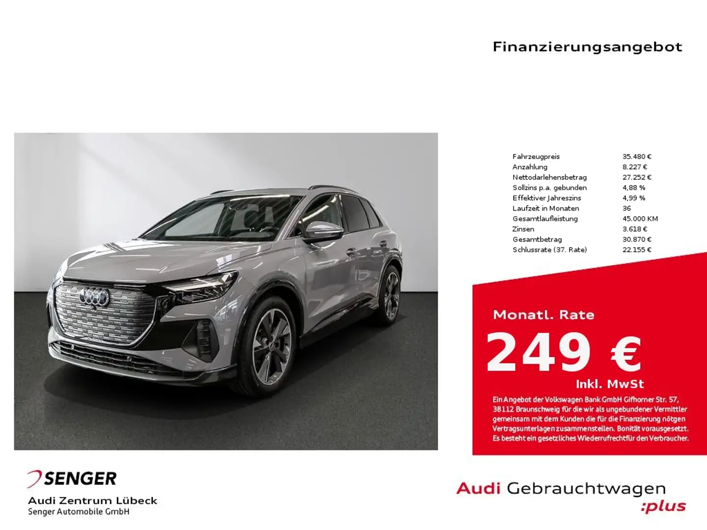 Audi Q4 e-tron 50 quattro Navi ACC Sitzhzg.Carplay Grau - 1