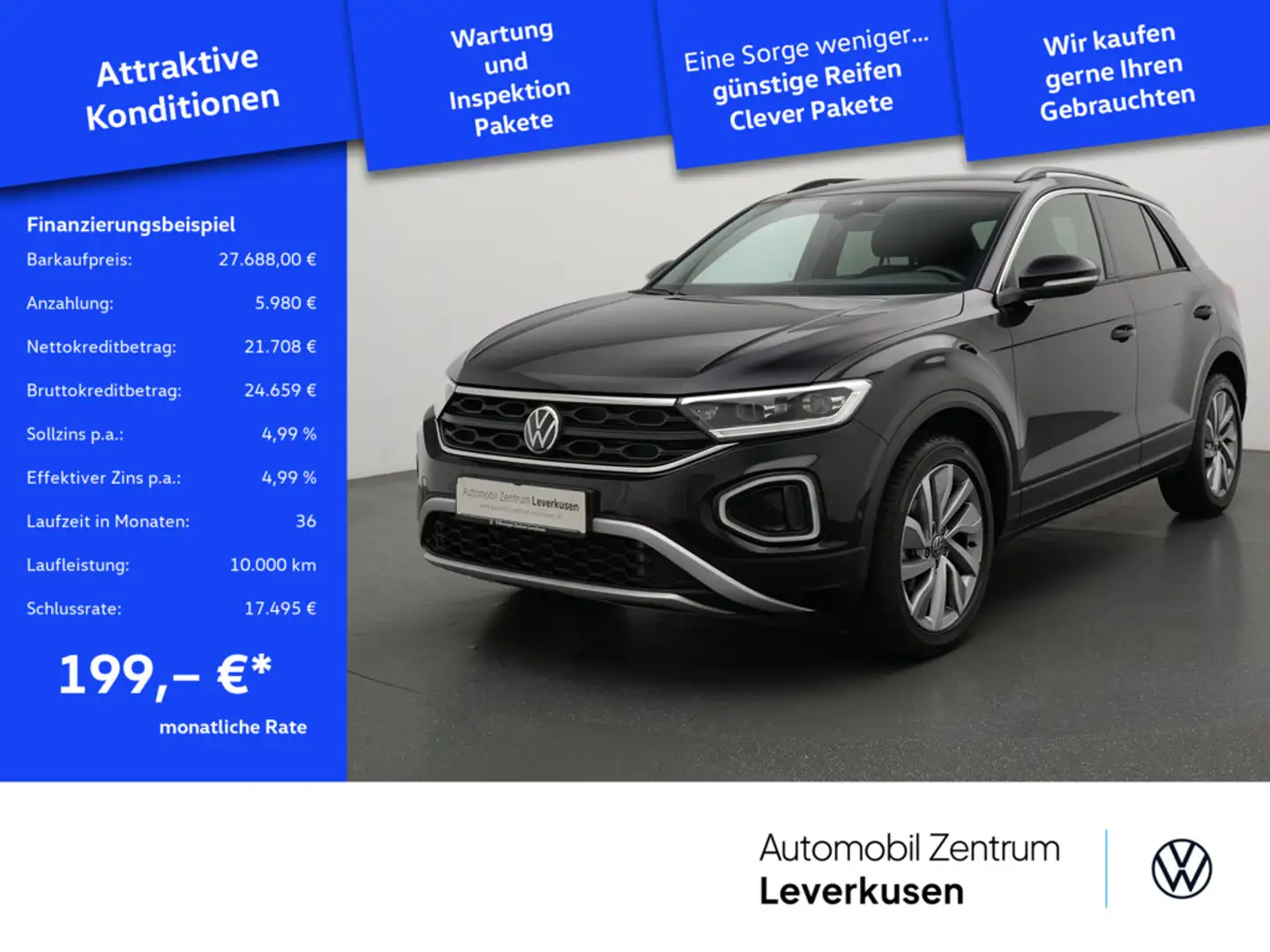 Volkswagen T-Roc Goal DSG NAVI VIRT AHK ACC SHZ CARPLAY Schwarz - 1