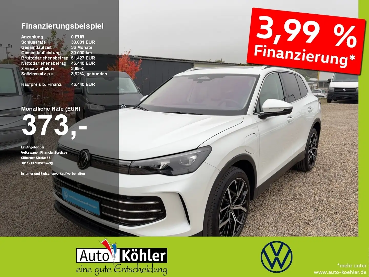 Volkswagen Tiguan Elegance eHybrid CarPlay+Matrix+Pano+ACC Weiß - 1