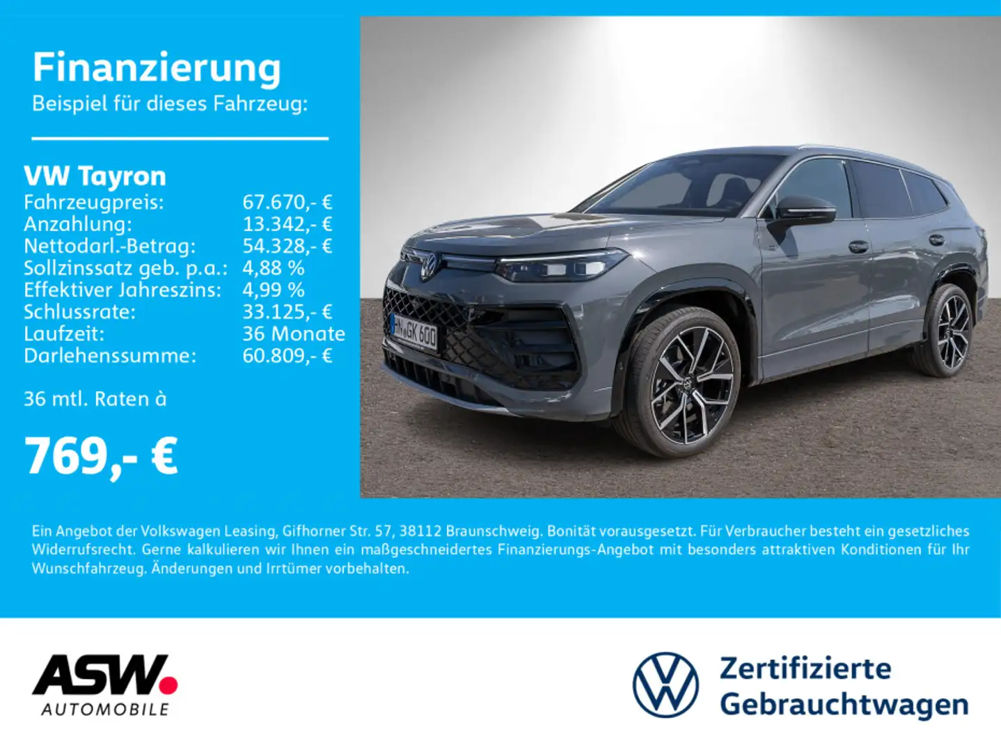Volkswagen Tayron R-Line 2.0 TDI 4M DSG LED HUD PANO AHK VC Grau - 1