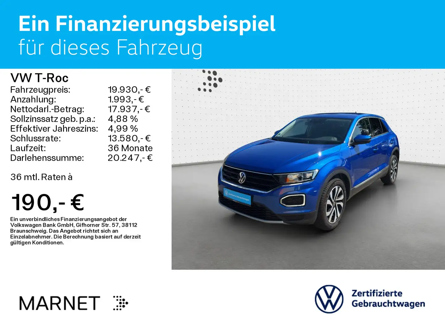 Volkswagen T-Roc 2.0 TDI Active DSG Navi*AHK*Kamera*LED*SHZ Blauw - 2
